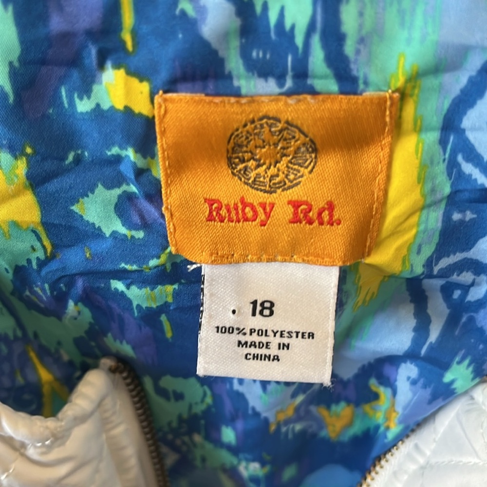 Ruby Rd White Jacket With Fun Lining - image 2